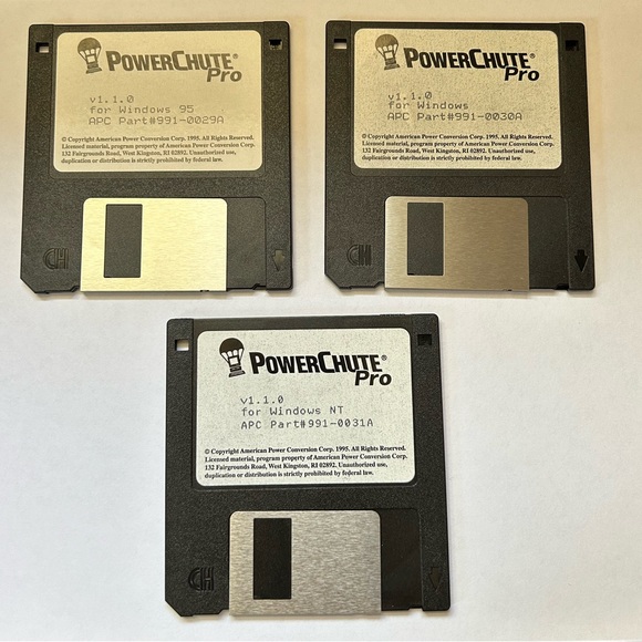 Powerchute Pro 991-0029A 991-0030A 991-0031A 1995 Software Floppy Disk 3PC Set - Picture 1 of 9